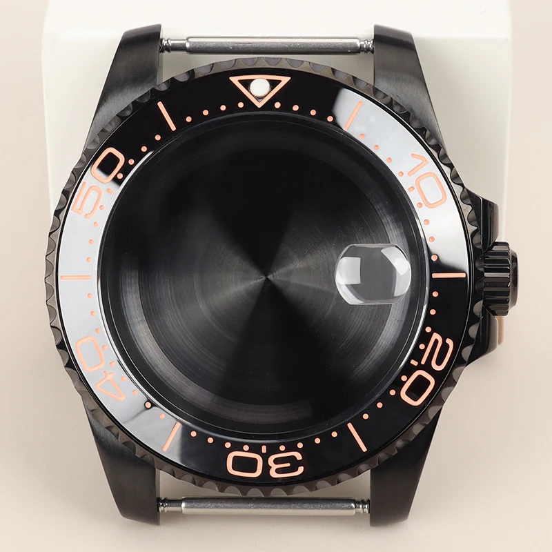 40mm PVD Black Watch Case Sapphire Glas For NH34 NH35 NH36 Miyota8215 ETA2824 Movement SUB GMT MASTER YACHT Replacement Case Mod