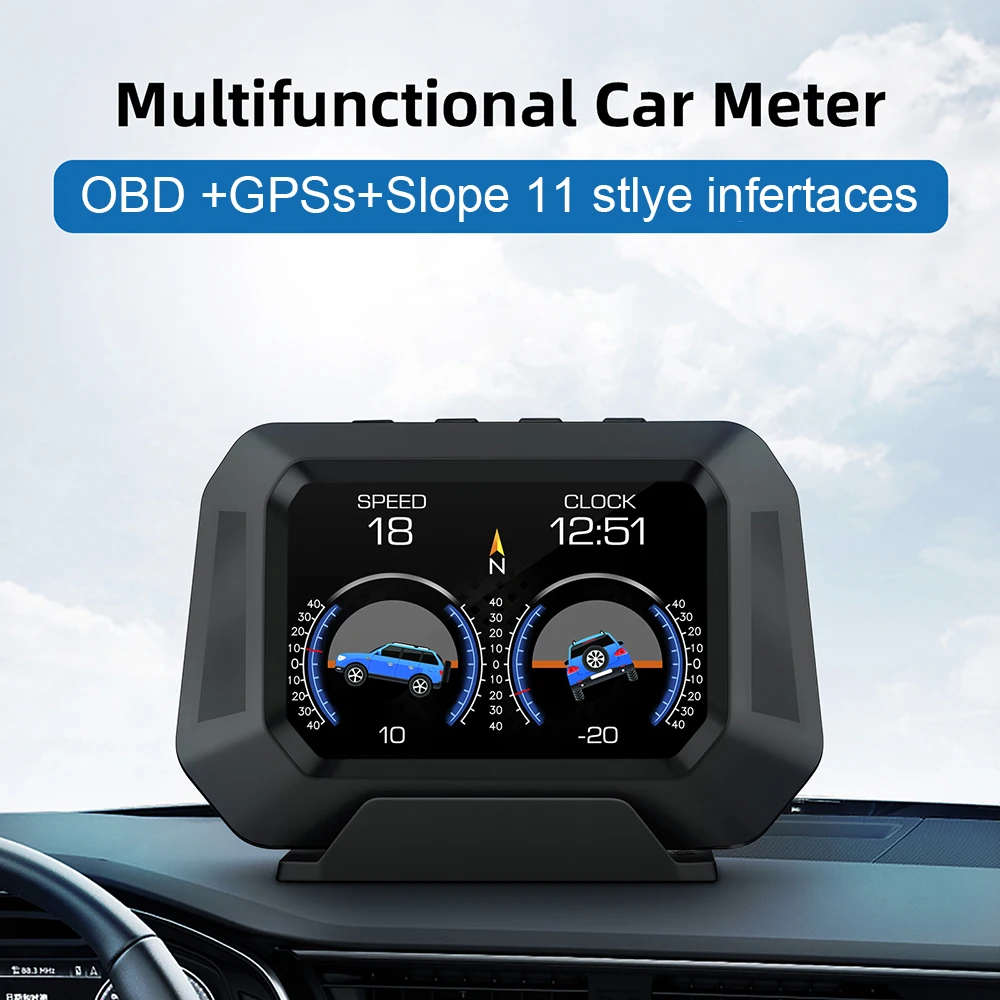 Speedometer Auto Accessories HUD Gradient GPS P21 4x4 Inclinometer Car Level Sensor Real-Time Off-road Vehicle System