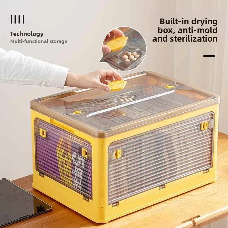 

Transparent Plastic Storage Box Home Wardrobe Clothes Organizer Box Foldable Staing Storage Bin Modern Simple Sle