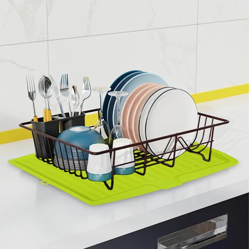 Drain Rack Kitchen Silicone Dish Drainer Tray Large Sink Drying Rack Worktop Organizer Drying Rack For Kitchen Dishes Tableware