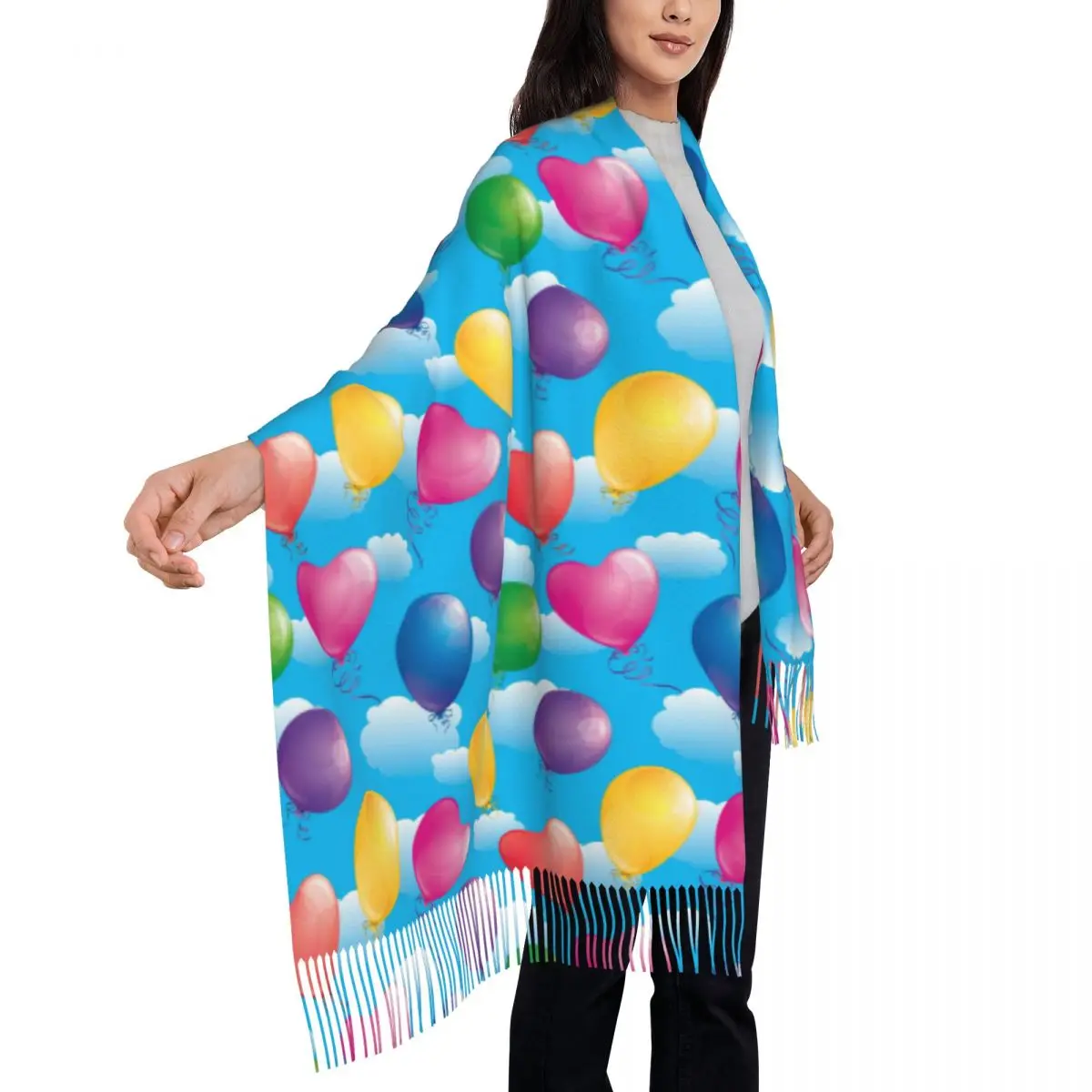 屋外用スカーフ 秋の風船柄 ショールとラップ グラフィック ブファンダ 女性用ファッションスカーフ ラップ