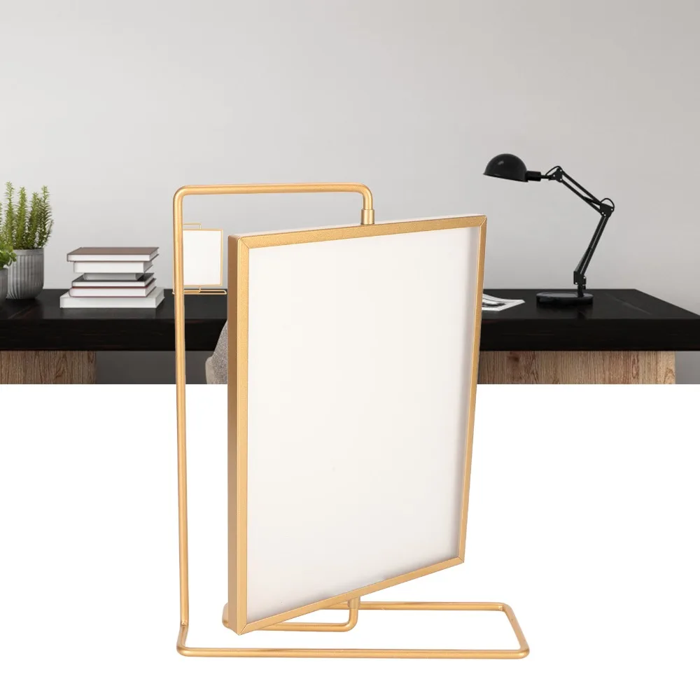 Iron, PET Rotary Photo Frame 8.27x2.76x10.87in Gold Floating Photo Display Rectangular Photo Frame Table Card Stand