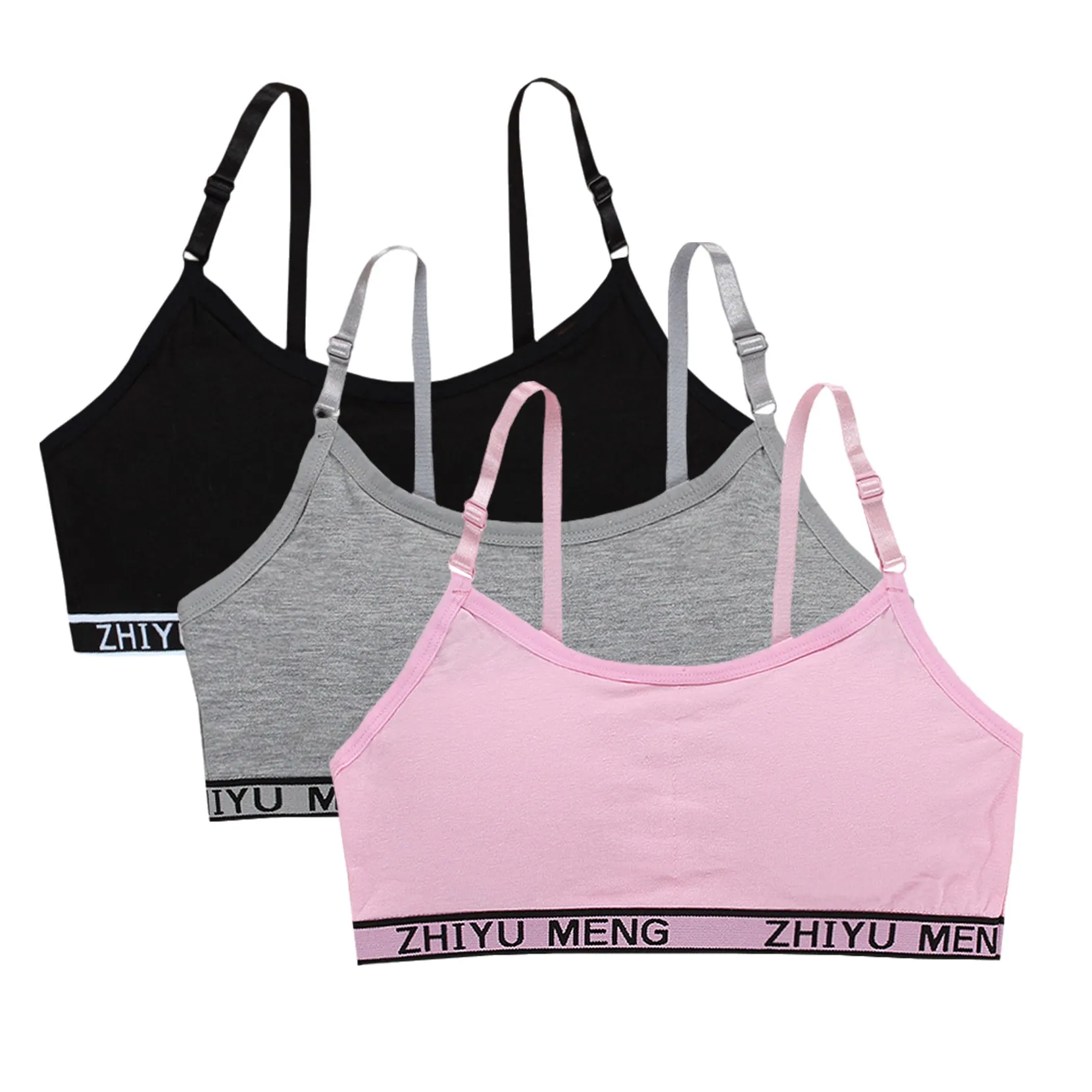 3PCS/Lot Middle School Students Training Bra Letters Soft Young Children Sport Vest Tops Teenage Girls Teenager Underwears 8-16Y