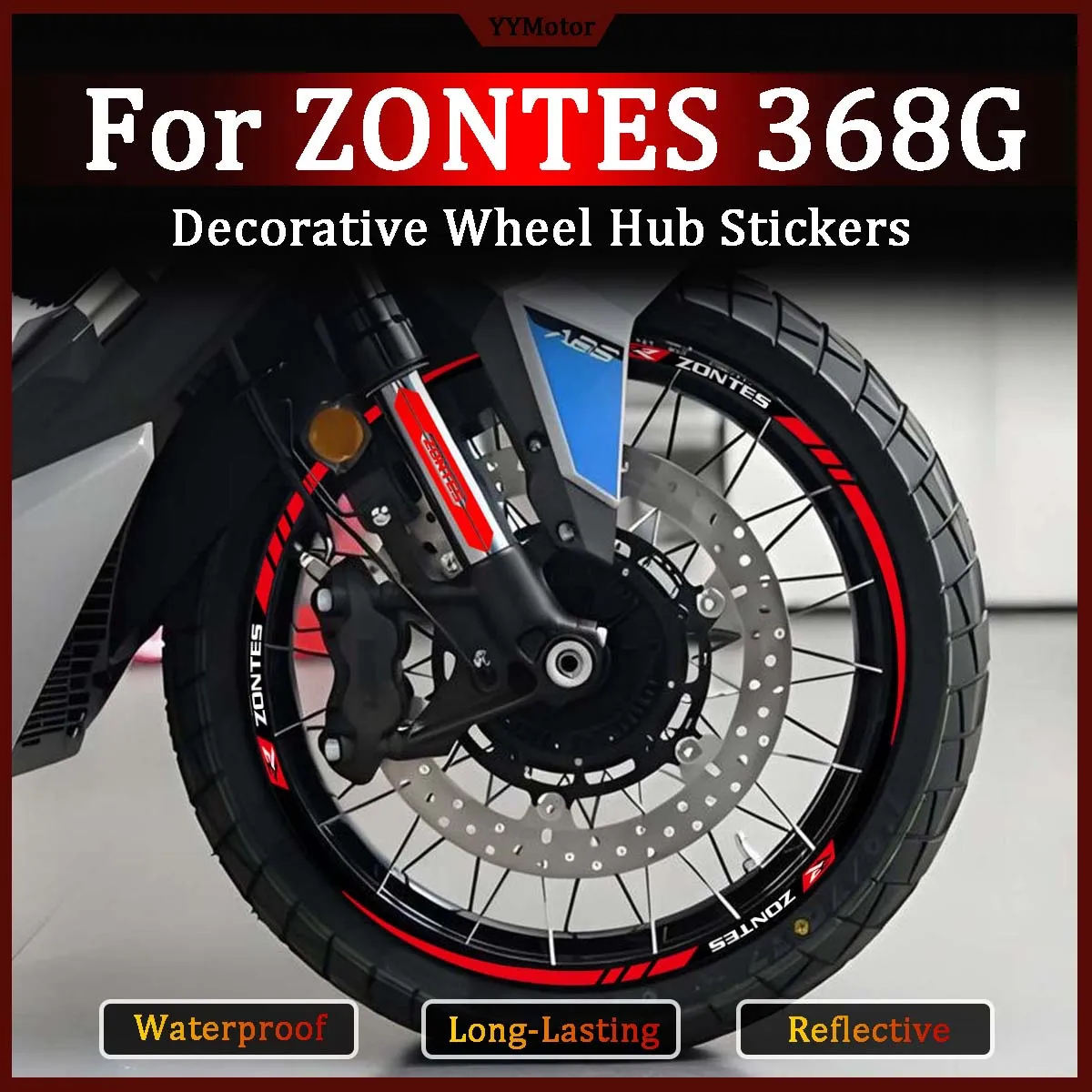 

Декоративные наклейки на колесные диски для мотоциклов Zontes 368G, светоотражающие виниловые наклейки на обода и передние вилки для мотоциклов и скутеров