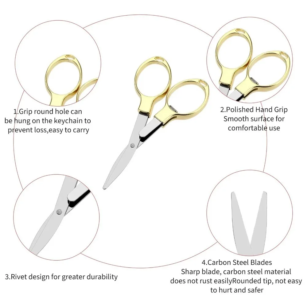 1/5Pcs Multifunction Folding Scissor DIY Tools Plastic Handle 8 Words Stretch Shears Stainless Steel Safe Scissors