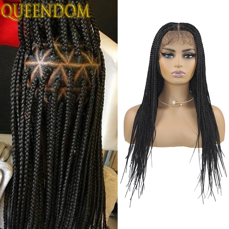 

Synthetic Full Lace Triangle Part Braid Wig 26 Inch Medium Box Braids Wig With Baby Hair Glueless Knotless Cornrow Braided Wigs