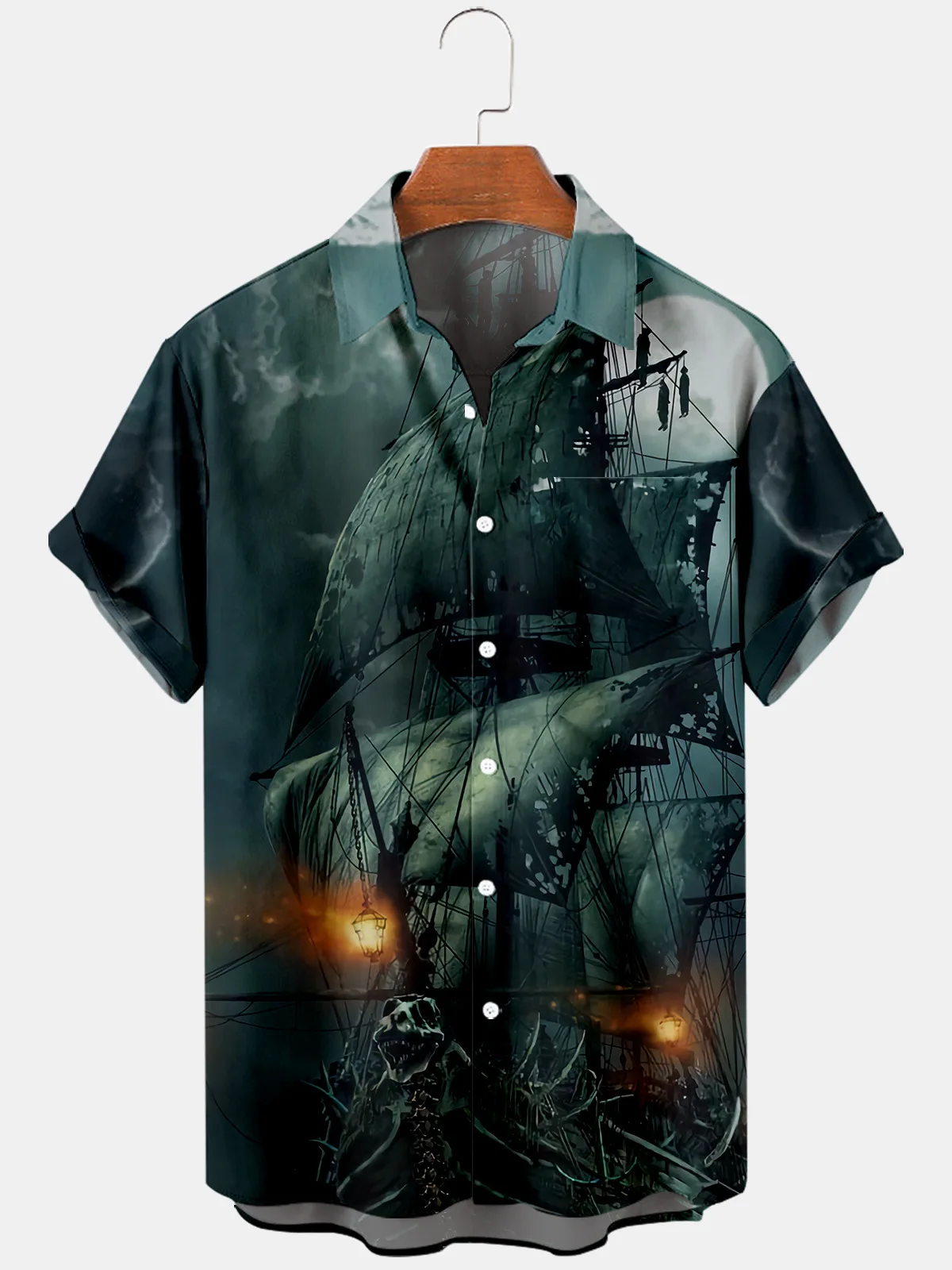 2024 neue Mode Herren 3D-Shirt Kämpfer Shirt Frühling Sommer Kurzarm Brust Design Knopf druck