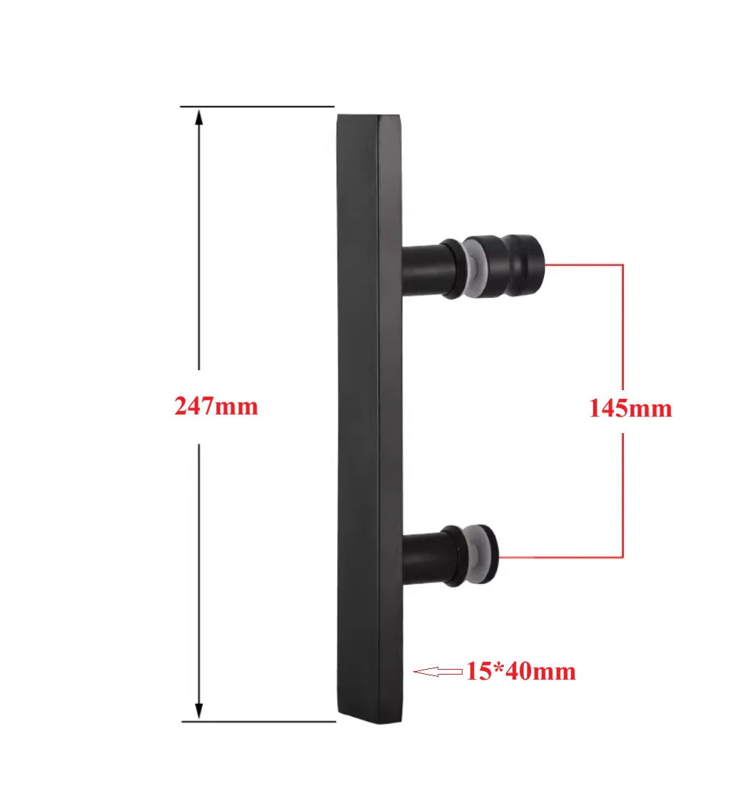 1Pc Shower Enclosure Rectangular Bar Pull Handle Knob Bathroom Glass Door Mirror Rose Gold Matte Black