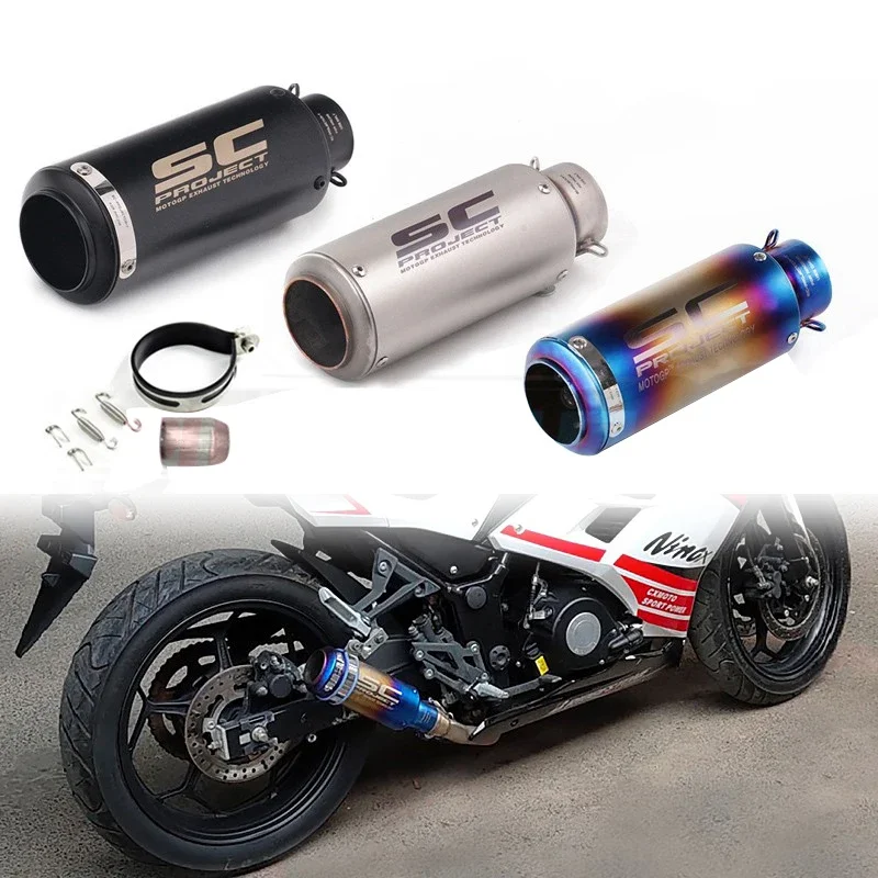 for Universal Sport Bike Racing Motorbike Performance Exhaust Silencer Tailpip Motorcycle Reform Resonator Muffler Exhaust Pipe