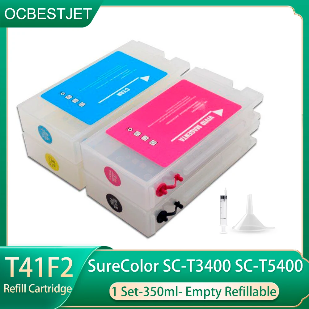 

1SET T41F2-T41F5 350ML Empty Refill Cartridge with One Time Chip For Epson SC-T3400 T5400 T3405/T5405/T3405N/T5400M Printer