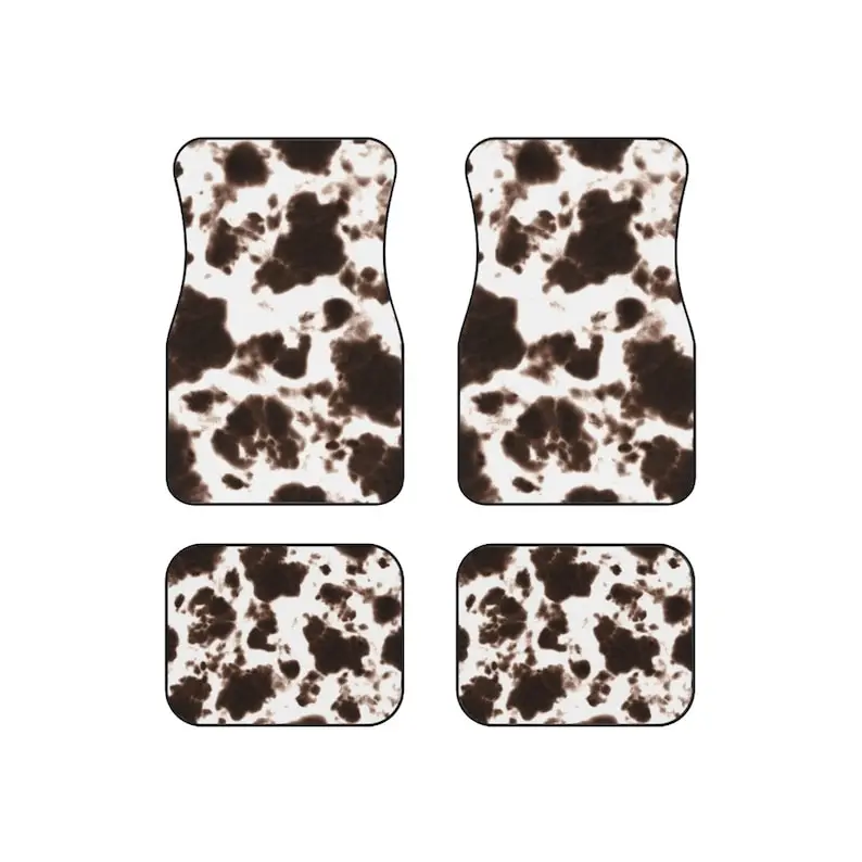 Brown Cow Print Car Mats (Set of 4)