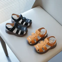 Baby Kids Summer Sandals Boys Beach Shoes Classic Fashion Hollow Toe-capped Anti-kick Toddlers Kindergarten Sandals Breathable