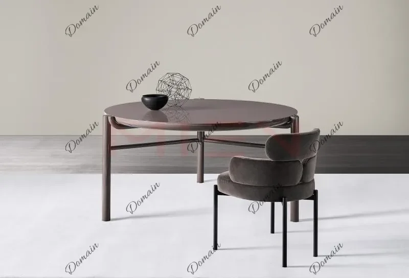 81 N Round dining table minimalist light luxury living room famous hotel large round table villa simple dining table