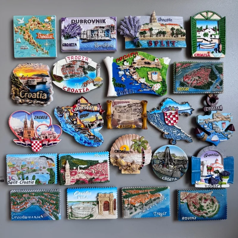 Croatia Fridge Magnets Dubrovnik Zagreb Split Trogir Hvar Vodice Rabac Pula Rovinj Vrsar Tourist Souvenirs Refrigerator Magnets