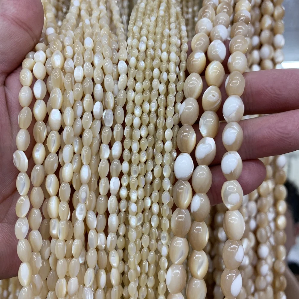 

Natural Conch Shell Oval Shape 5x8mm Egg Shape Shell Bead Loose Beads DIY For Bracelet Necklace Jewelry Making Accessories