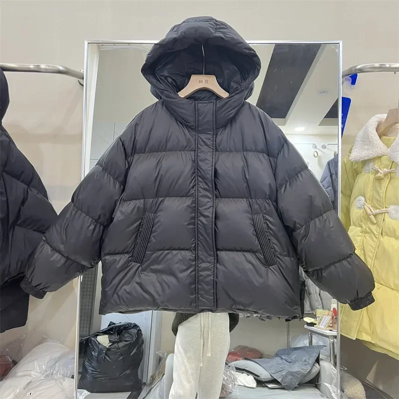 軽量ダウンジャケット フード付き 暖かい ゆったり ダックダウンコート 厚手 秋冬 アウトドア ファッション カジュアル レディースコート トップス パファージャケット