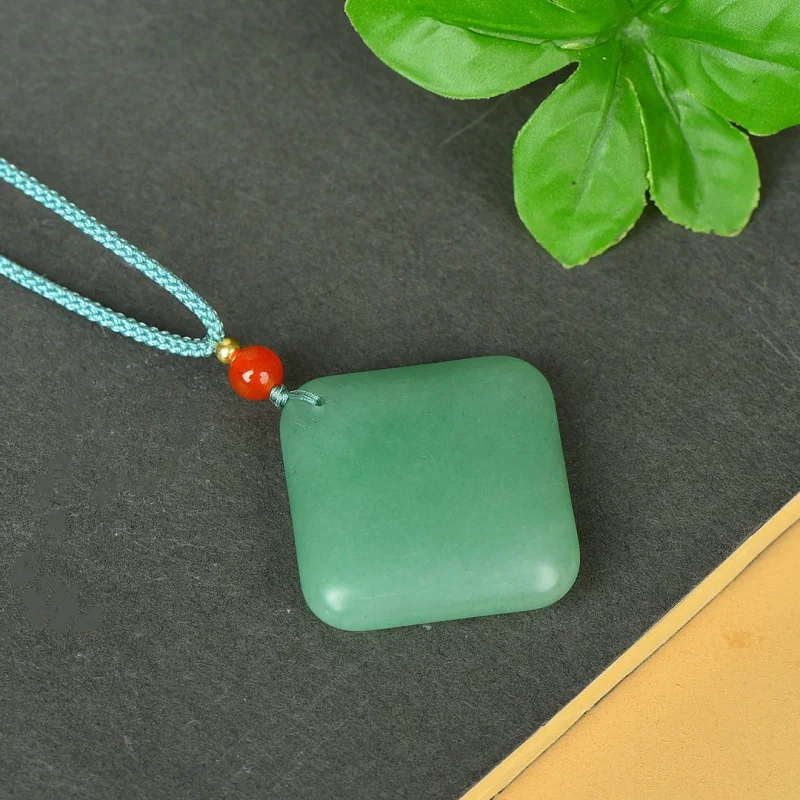 Aventurina Verde Natural para camisola, Dolphin Pendant, Jade Pendant, Square Sugar, auspicioso bloqueio de bons desejos