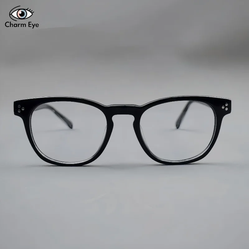 جديد الرجال وصفة طبية نظارات ريترو مربع خلات إطار نظارات خفيفة للغاية التيتانيوم النساء قصر النظر القراءة نظارات الضوء الأزرق #3