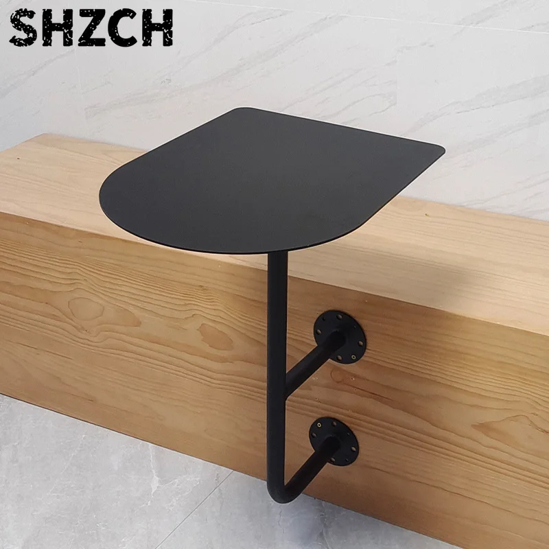 Modern Milk Tea Drink Shop Metal Dining Table Cafe Popular Wall-mounted Round Table Against Wall Space-saving Card Seat Table