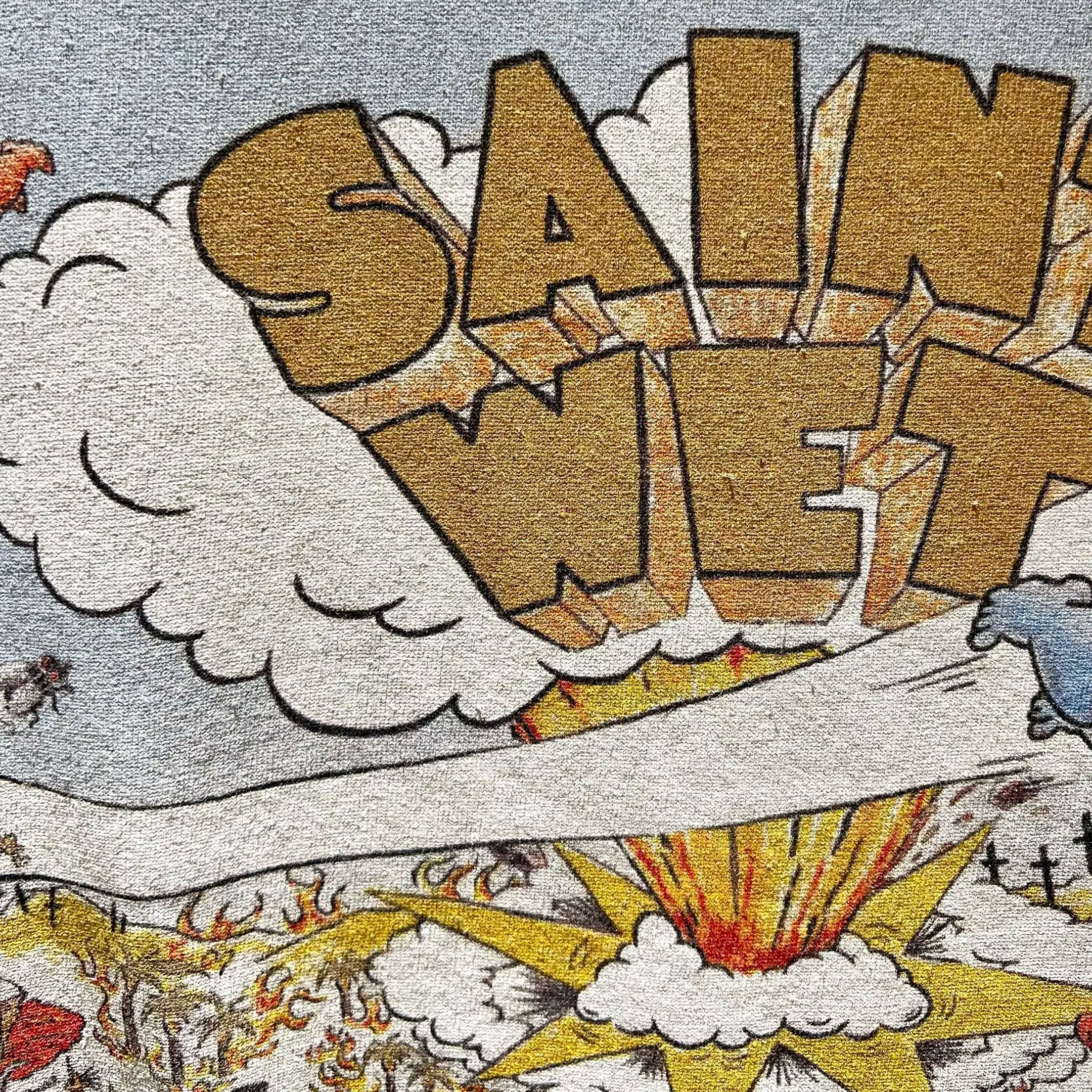 Saint Dream Master Heart Print Vintage Washed T Shirt Men Women Oversized Distressed Tee American Streetwear Hip Hop Tops