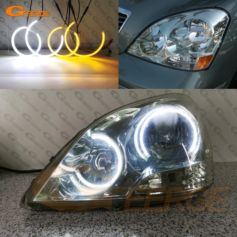 For Lexus LS 430 LS430 Toyota Celsior 2000 2001 2002 2003 Ultra Bright A/W Switchback DRL Turn Signal LED Angel Eyes Halo Rings