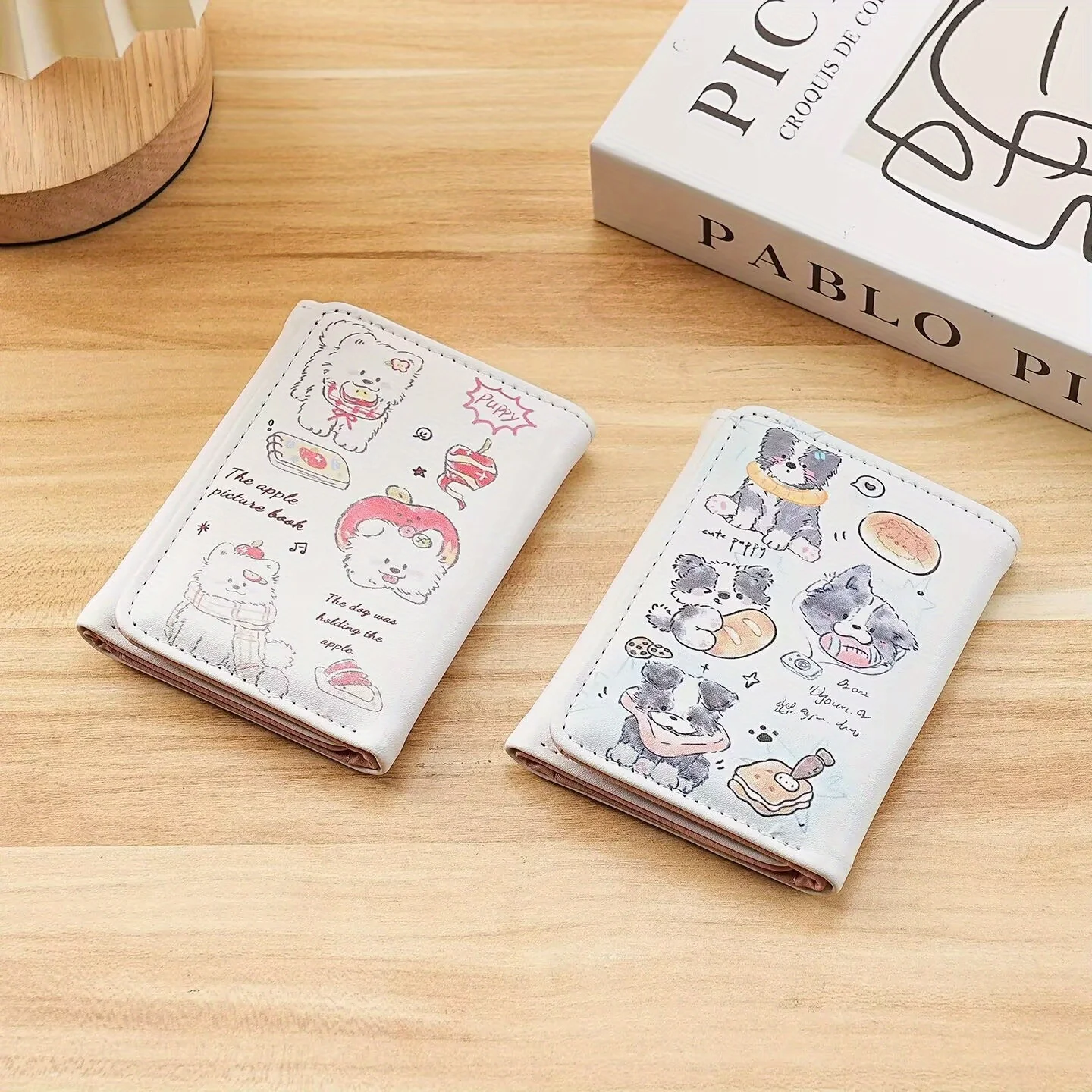 New Folded Tri‑fold Short Wallet, Cute Cartoon Trendy Original Simple Ultra‑thin Compact Coin Purse for Girls Students