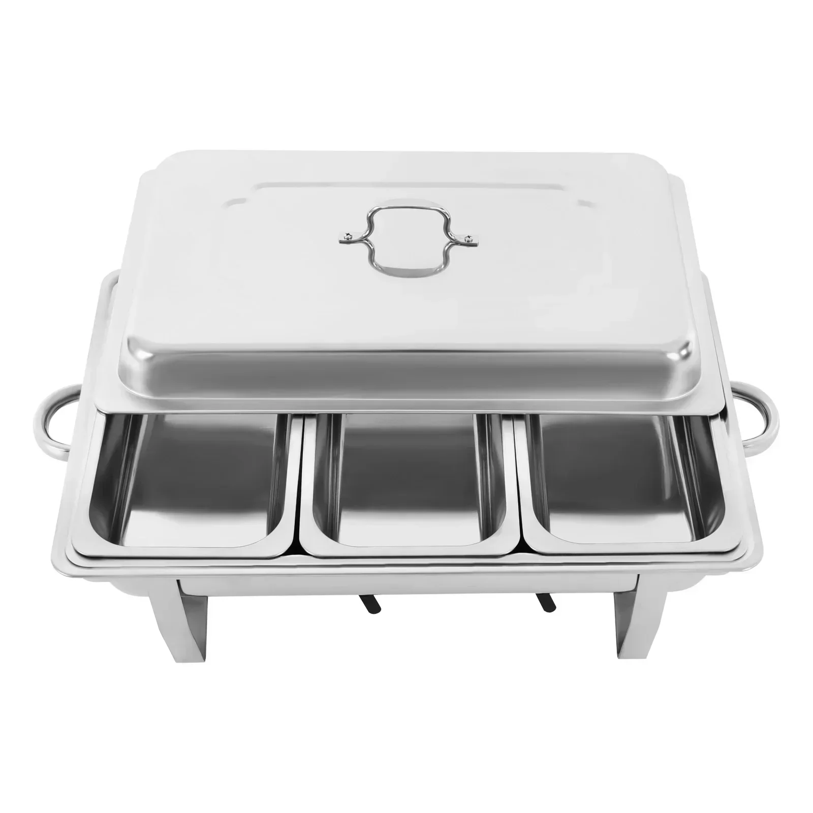 Meal Chafing Dish, Stainless Steel Warming Container, Food Warmer, Warming Container Stainless Steel 3*2.5L, For Catering Buffet