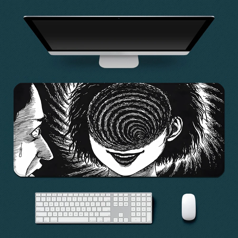 Junji ito horror comics mousepad impressão hd computador gamers borda de bloqueio antiderrapante mouse pad xxl90x40cm teclado pc mesa almofada