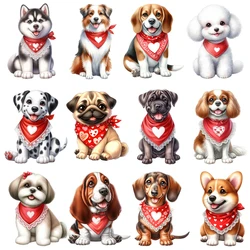 15cm Cute Heart Love Bib Dog Animal Iron On Heat Transfer Sticker For Clothes Pinted Vinyl Thermal Washable T-Shirt Applique
