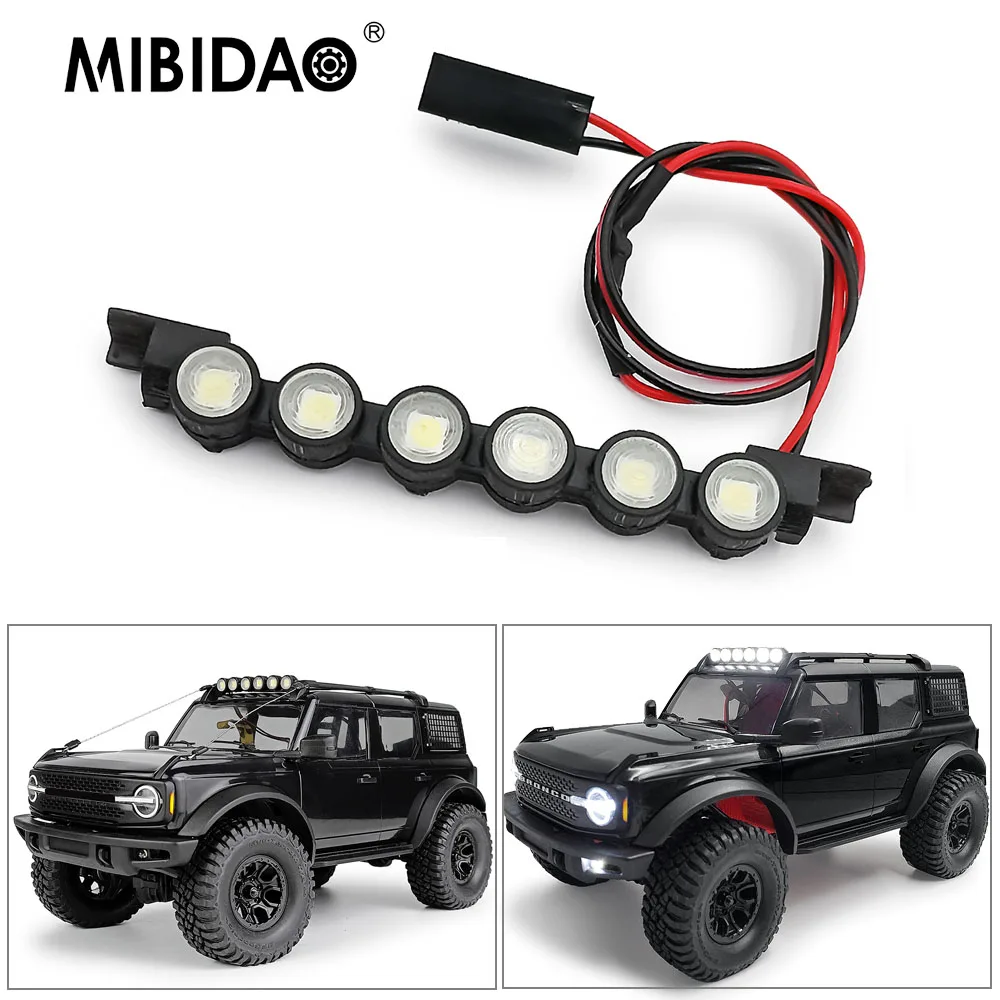 MIBIDAO Simulation Roof LED Light Spotlight Group for TRX4M Bronco 1/18 RC Crawler Car Model Parts