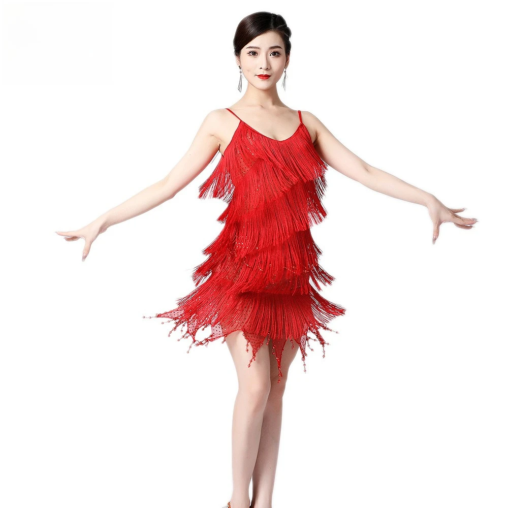 

Новый танцевальный костюм, юбка с бахромой и блестками, комплект, сценический наряд, сексуальное вечернее платье