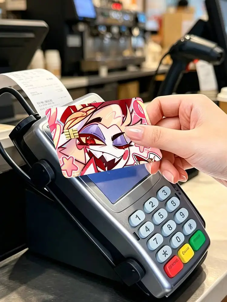 Cool Hazbin Hotel L-Lucifer 4pcs 1Set Card Stickers Small Waterproof Chip 4PCS Card Sticker Anti-Scratch