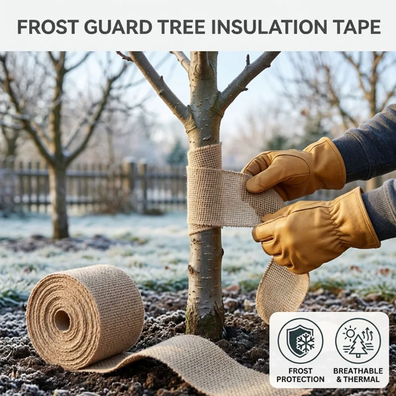 Jute Burlap Wrap Tape for Tree Root Winter Protection with Antifreeze Thermal Insulation Frost Guard Essential Garden Tool.