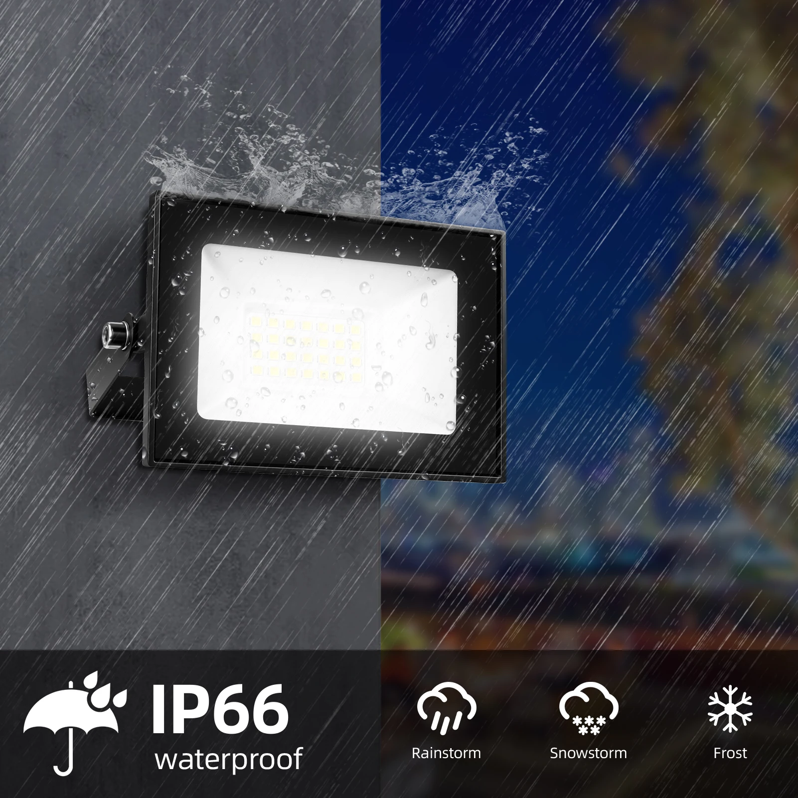 20W/30W/100W LED Flood Light Outdoor Super Bright Floodlight Outside Work Light with Plug, 6500K Daylight White LED Flood Light Outdoor Cable Length 5ft IP66 Waterproof Outdoor Flood Light 4