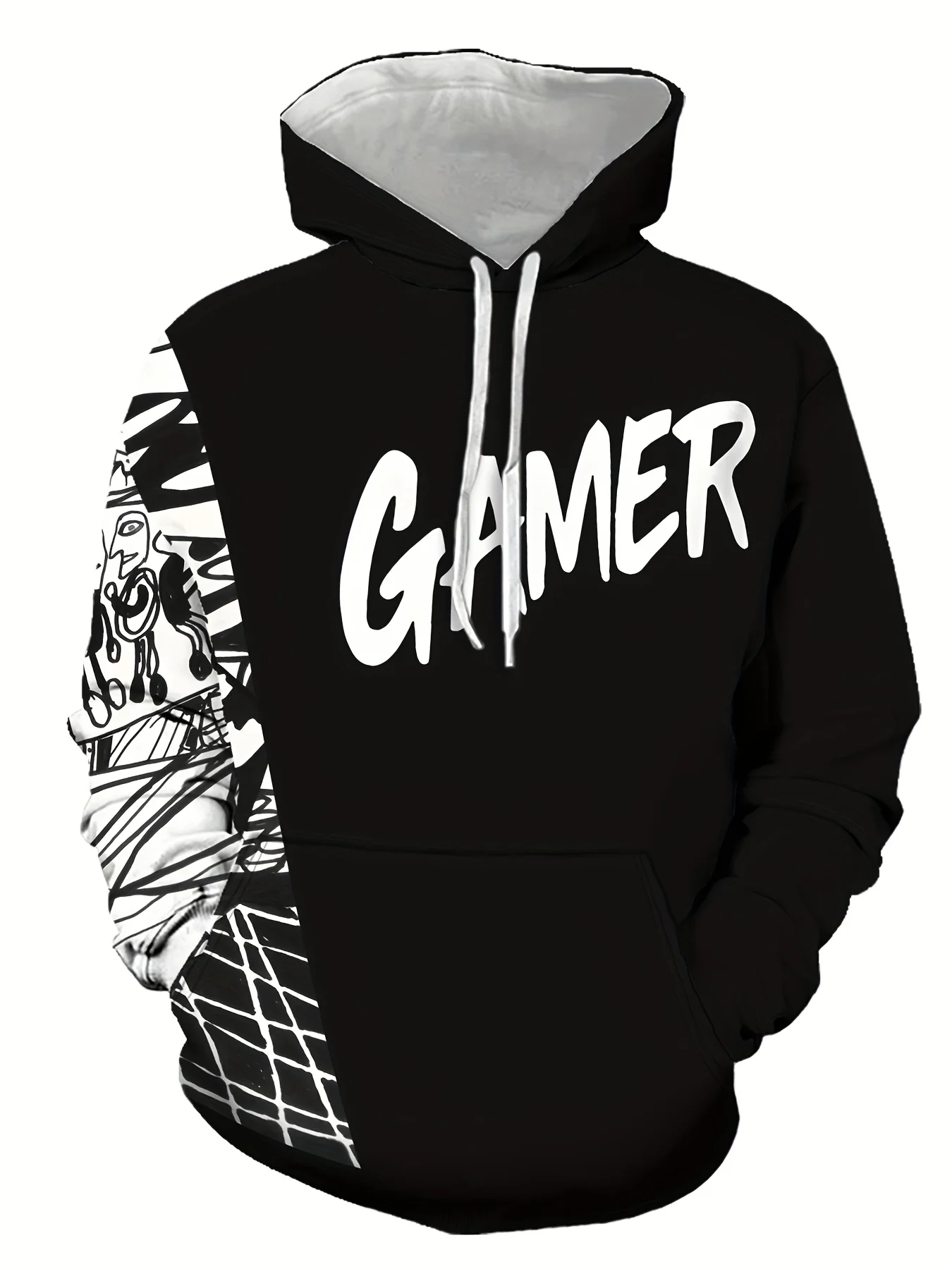 New model: men’s hooded long-sleeve loose-fitting casual printed basic sweatshirt. Perfect for young people in spring, summer, a