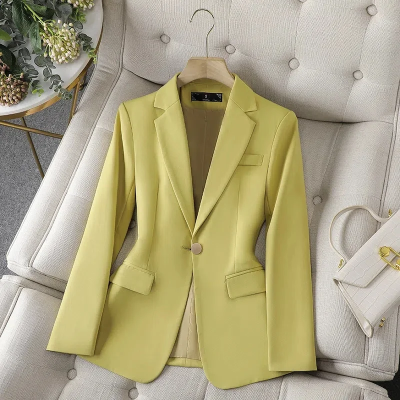 Fashion Women Formal Blazer Office Ladies Female Long Sleeve Single Button Business Work Wear Jacket Coat Women Outerwear 4XL