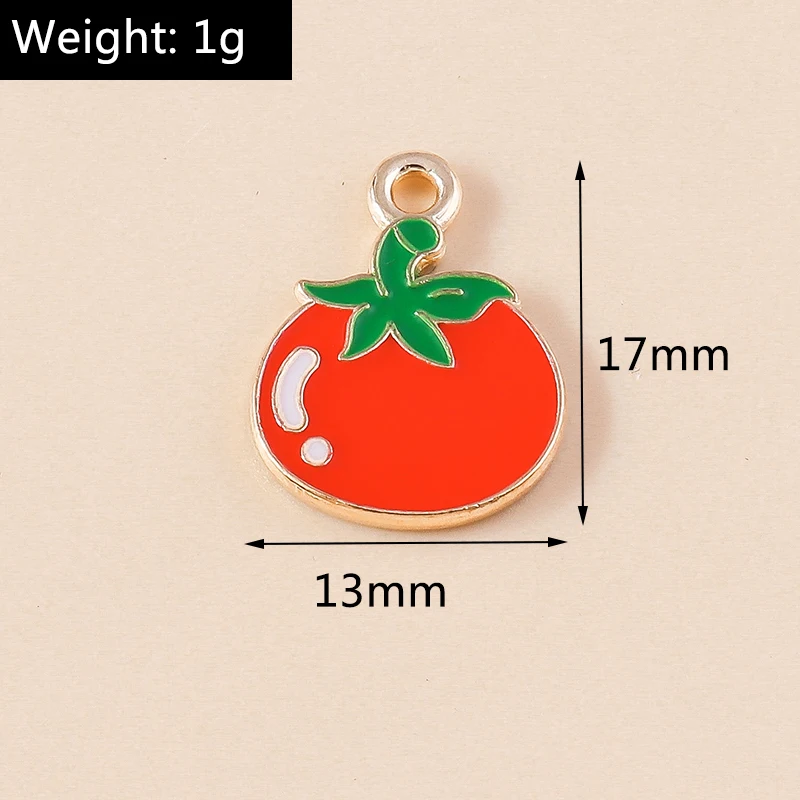 20 Stück 13x17mm süße Lebensmittel Charms Emaille Tomaten Charms für Schmuckherstellung Ohrringe Anhänger Halsketten Armbänder DIY Bastelbedarf – Detail 1