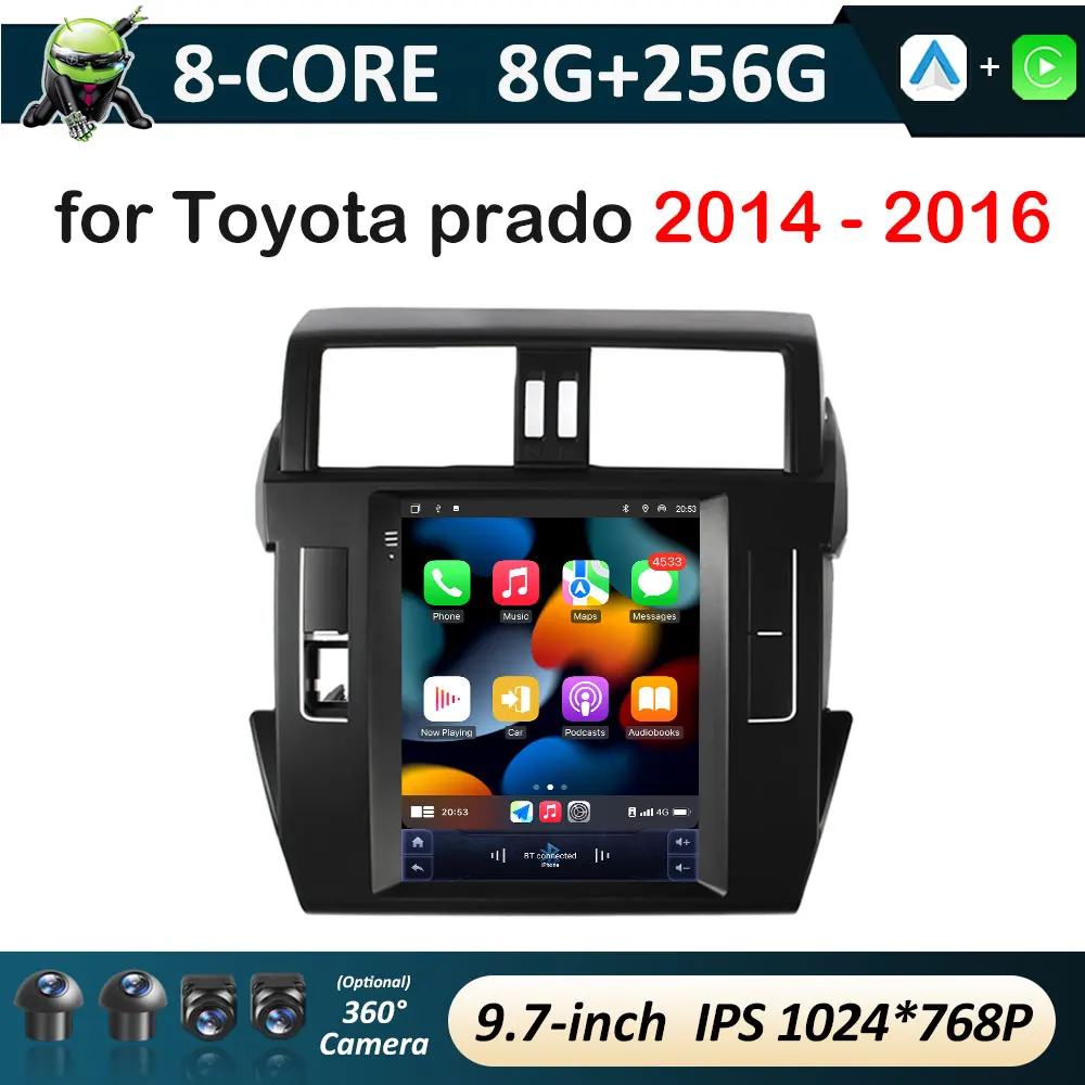 GPS Navigation Wireless Carplay for Toyota prado 2014 2015 2016 Andriod Intelligent System Cooling fan Head Unit No 2 din BT 4G
