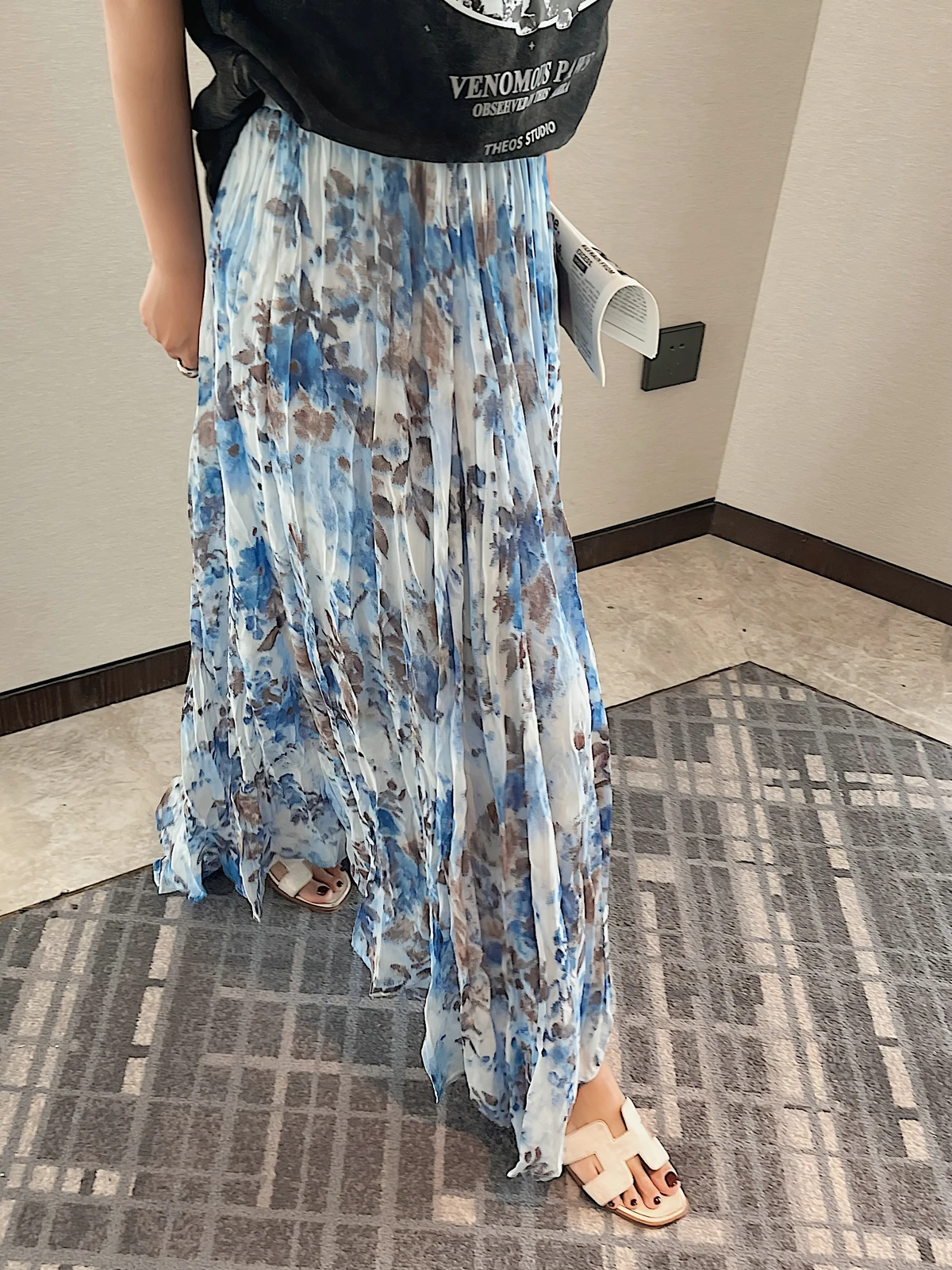 

Floral Skirt Long Woman Clothing 2025 Y2k Fashion Korean Style Summer Vintage New Lolita Tulle Pleated Elegant Ruffle Gothic