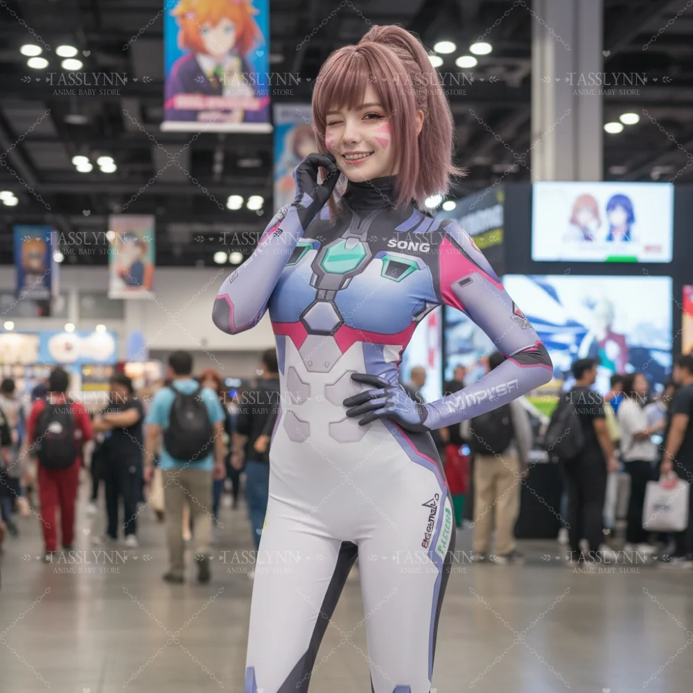 

Women Overwatch D.Va Outfit, Sci-Fi Combat Suit Jumpsuit Integrated Gloves Foot Covers D.Va Overwatch Zentai Cos Suit
