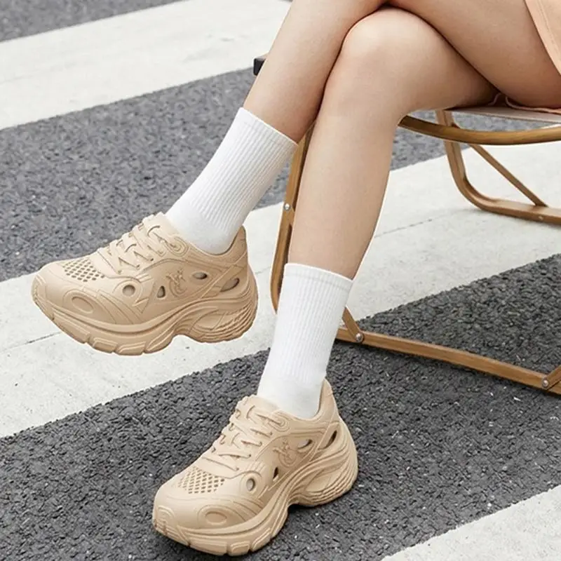 Frühling Neue Atmungsaktive Geschlossene EVA-Sandalen für Damen, Modische Dicksohlige Plateau-Sportschuhe, Rutschfeste Outdoor-Watschuhe – Detail 8