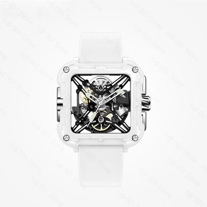 Hollow mechanical watch Mechanical ceramic women's watch Trendy cool couple birthday gift