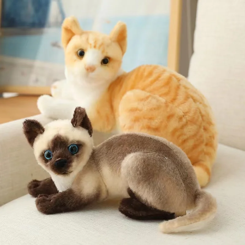 40 CM Children Stuffed Doll Small Size American Shorthai Siamese Ragdoll Plush Toys Lifelike Animal Kitty Cat Toy Baby Kids Gift