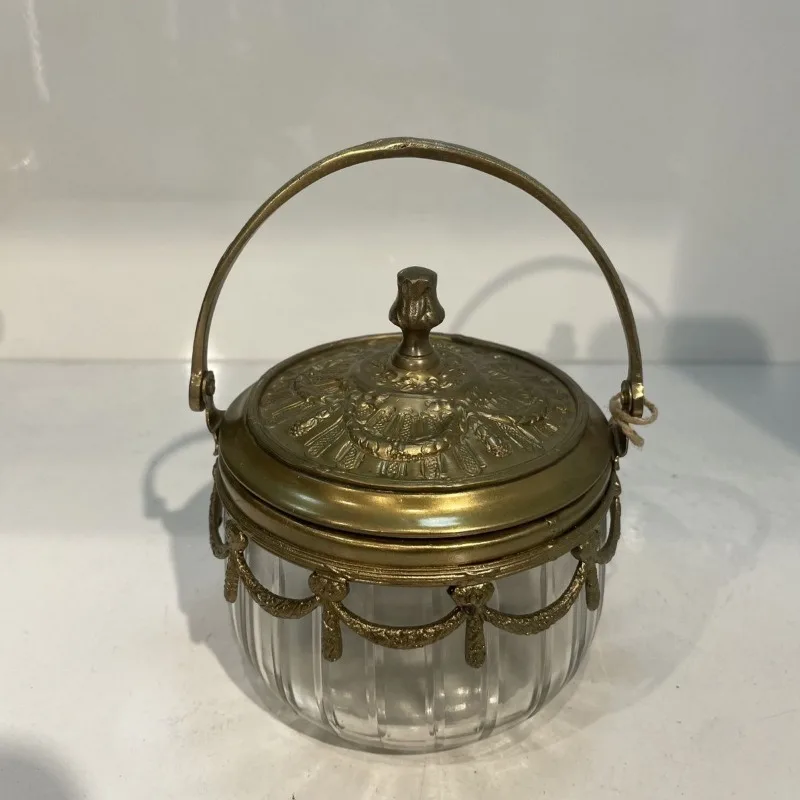 Brass personalized tea can, light luxury European and American style, dried fruit storage box, retro nostalgic candy can jewelry