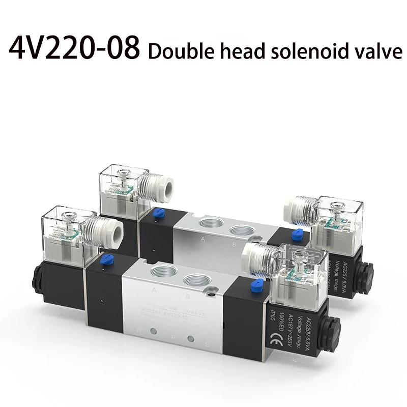 High Quality Solenoid Valve 220V Pneumatic 4V220-08 Air 5 way 2 Position 1/4&quot Coil Alloy Internal DC12V  DC24V AC110V AC24V
