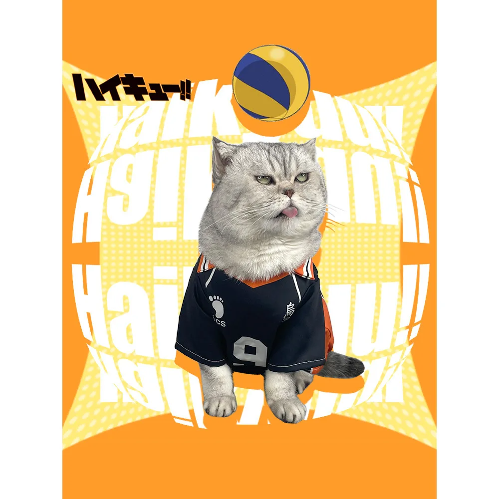 Yingshan Feixiong الحيوانات الأليفة تي شيرت الكرة الطائرة الصغيرة الصبي القط كوس على البخار الكعك ووي جامعة الملابس الكلب التصوير الملابس