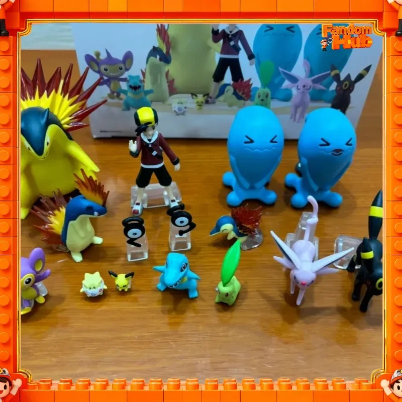Genuine Bandai Pokemon Scale World Johto Region Cyndaquil Chikorita Pichu Aipom Marill Totodile Umbreon Actiuon Figure Model Toy view 2