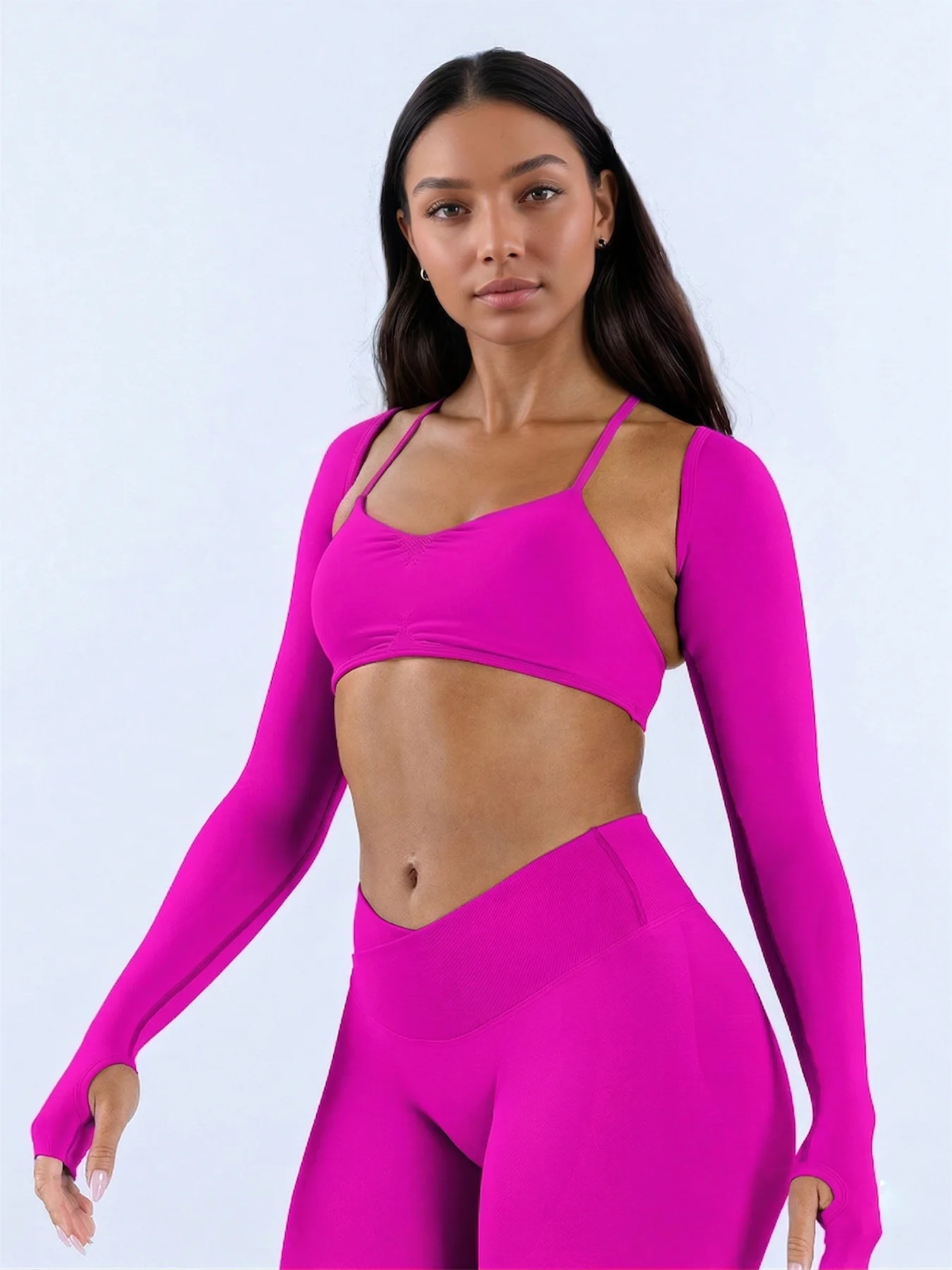 TAYOEA New arrival 3 piece seamless workout set for women: sports bra, high waist shorts and open back cropped sports shrug. Compression, sweat wicking quick dry, breathable, squat proof, anti chafe. Yoga HIIT running