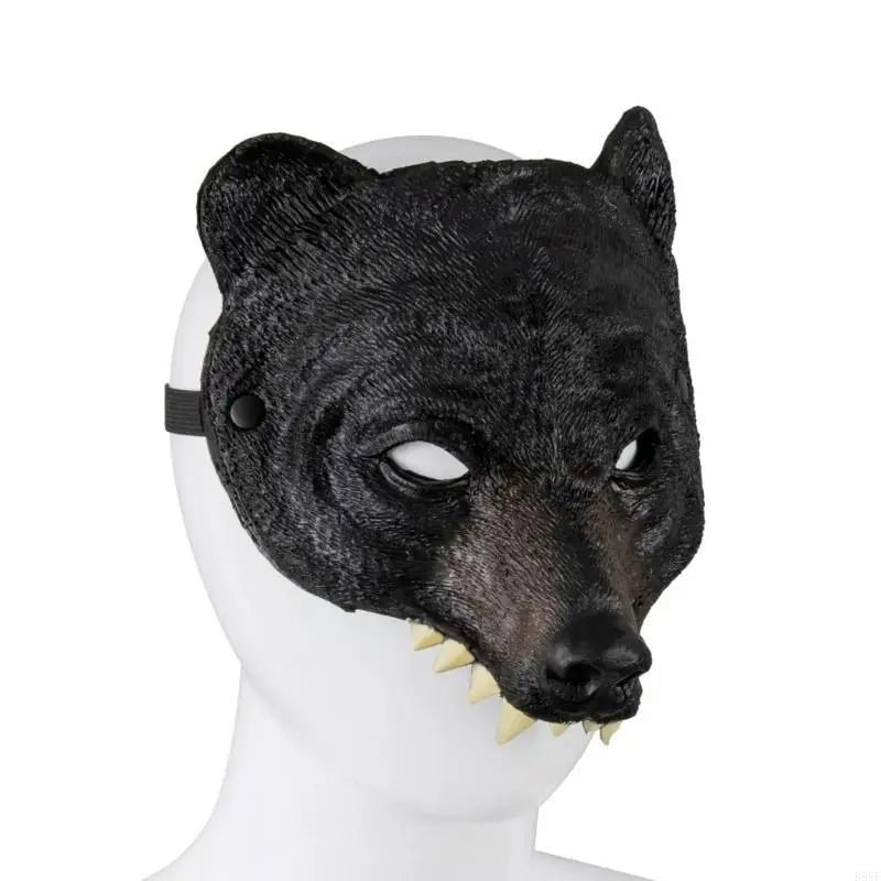 B95F Multifunctioneel beerkostuummasker voor kinderen en volwassenen Dierenkop Halfgelaatsmasker voor Halloween