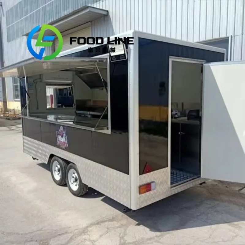 Camión de Comida con Cocina Completa, Camión de Comida Móvil con Licencia para BBQ, Camión de Comida Móvil para Venta de Aperitivos y Café, Remolque de Comida en Venta